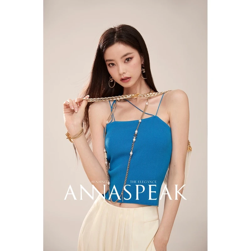 ANNASPEAK灵动夏日多绑法细肩带百搭针织吊带背心