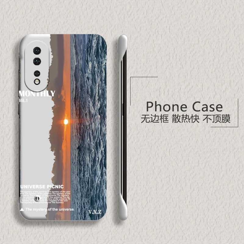 海洋日落华为荣耀90手机壳90pro无边框半包超薄新款防摔男女散热