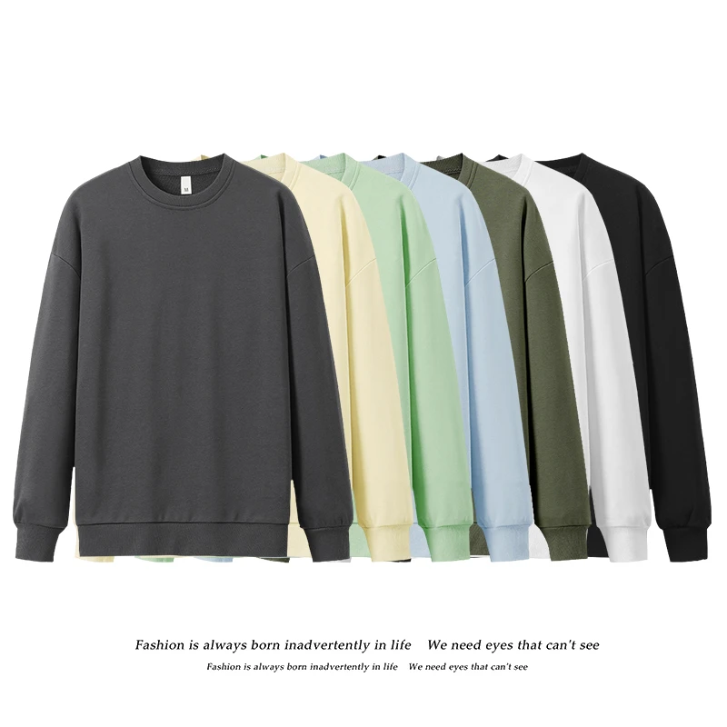 W03/男女同款高棉宽松纯色休闲百搭圆领套头情侣款卫衣/交个朋友