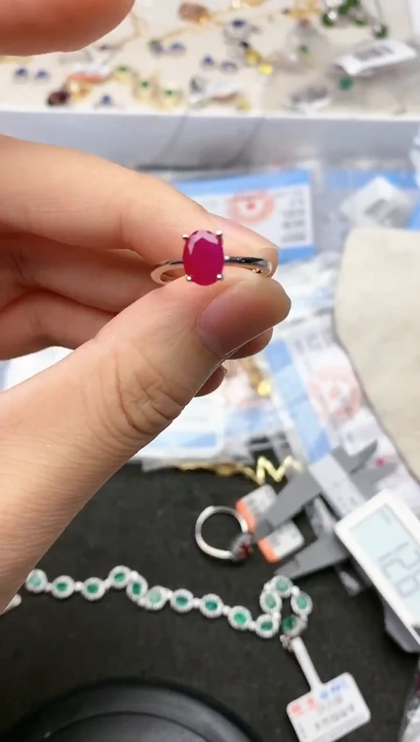 【闪购商品】红宝石戒指银S925镀金镶嵌戒指