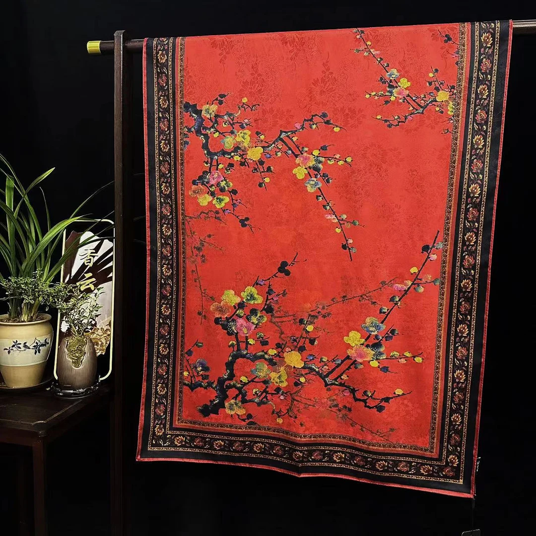 【七彩腊梅】花萝新中式香云纱长巾国风披肩丝巾70*180（414-A）