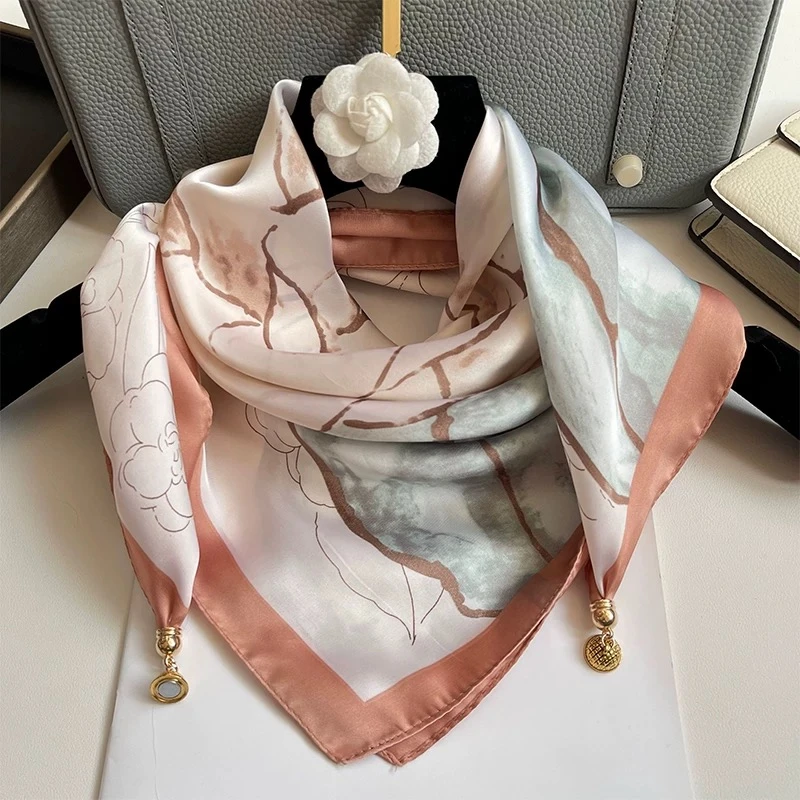 【山茶花】棉麻磁吸扣新中式国风披肩丝巾70*70（A-340）