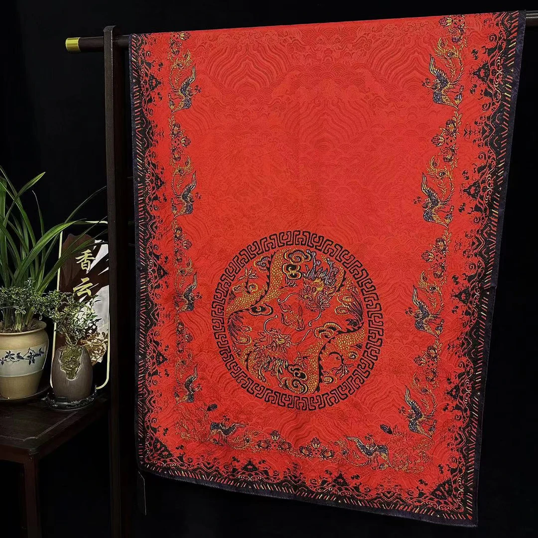 【龙凤呈祥】龙鳞纹香云纱长巾国风披肩丝巾70*180（408-A）