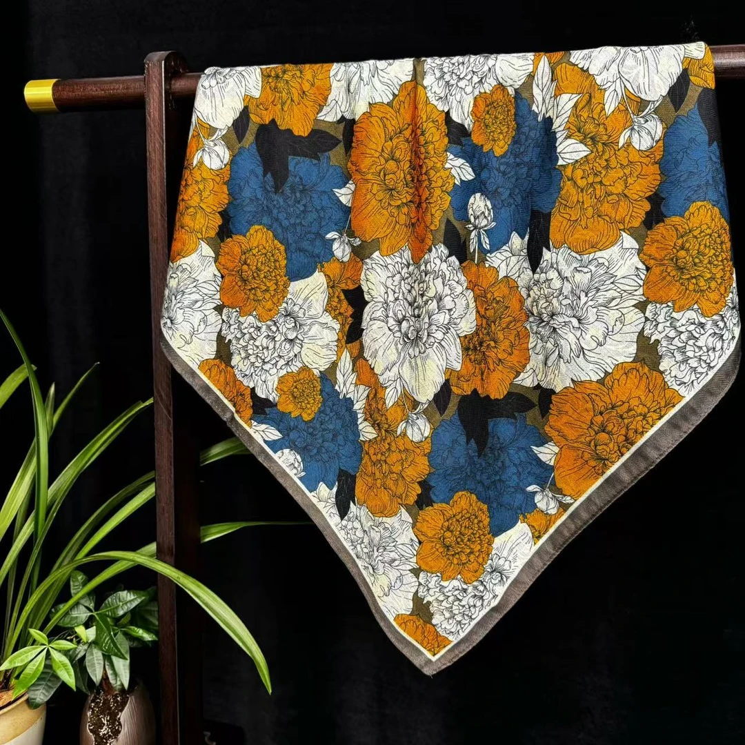 【牡丹花园】双面双色时尚气质百搭披肩丝毛方巾（370-A）