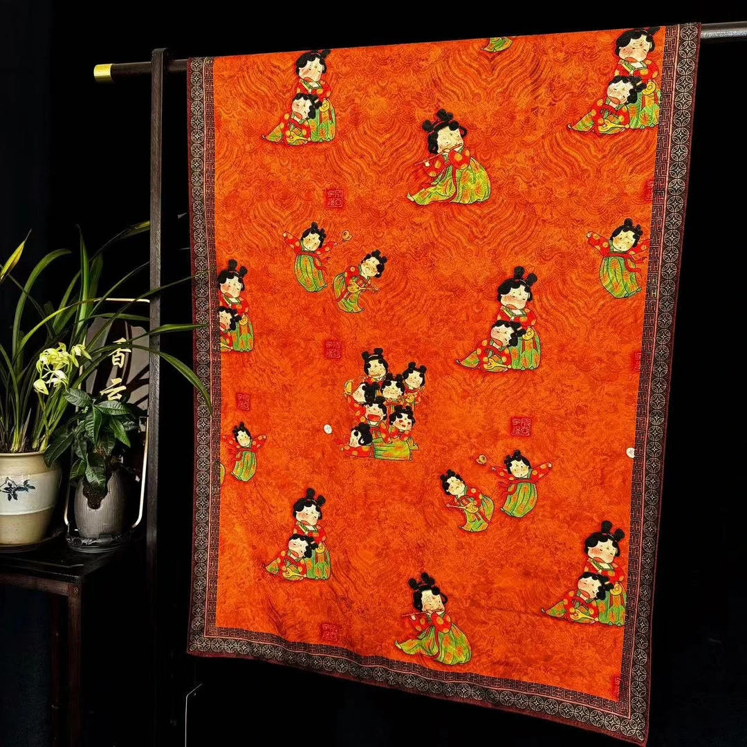 【唐宫夜宴】龙鳞纹新中式香云纱长巾国风披肩丝巾70*180（513-A）