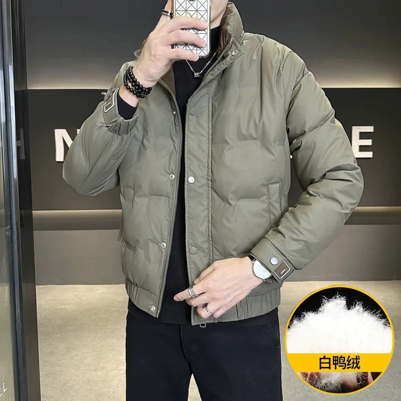 男士羽绒服高端保暖帅气加厚立领夹克休闲外套鸭绒短款羽绒上衣潮