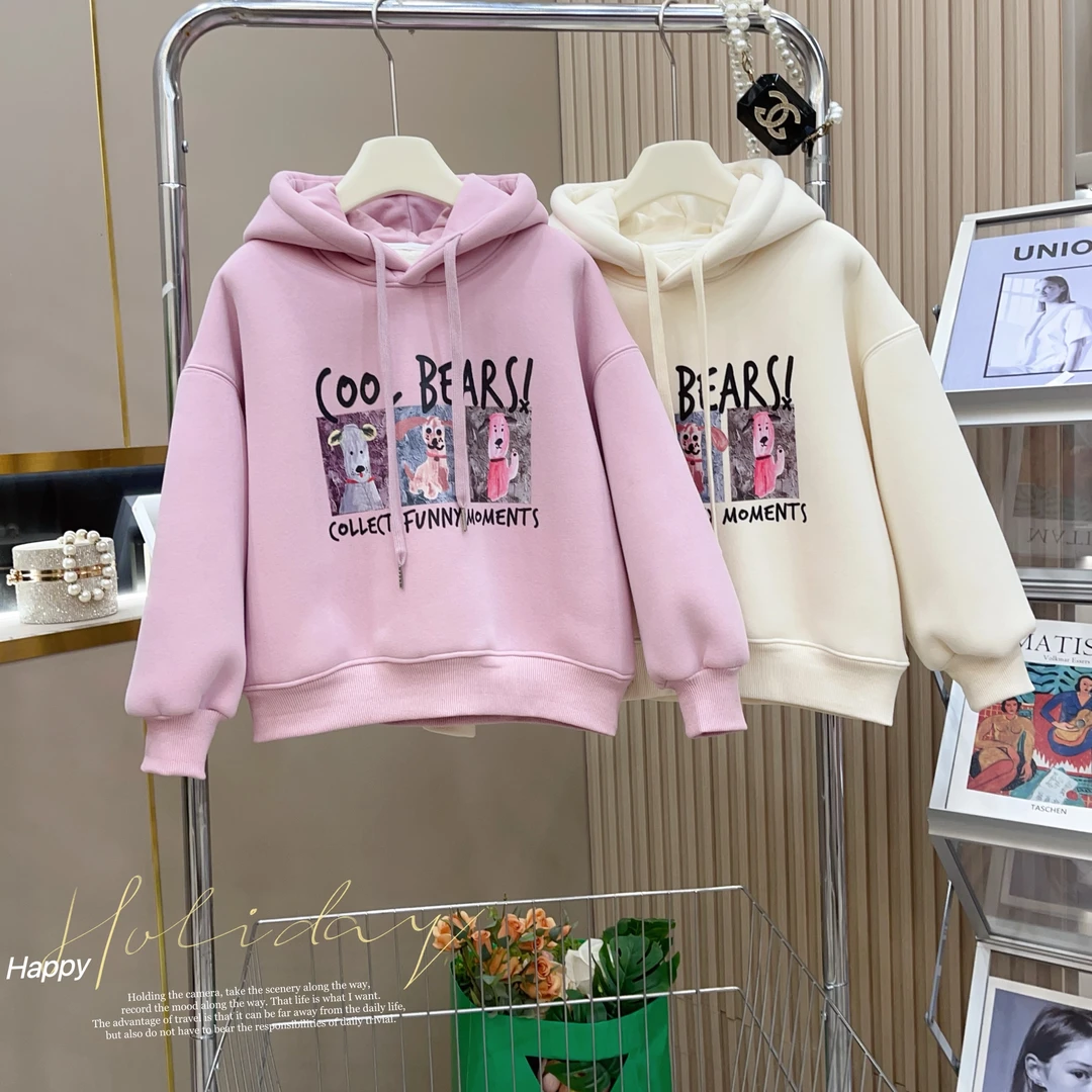 【果妈】女童2023秋冬加绒新款韩版休闲百搭洋气卫衣-8207