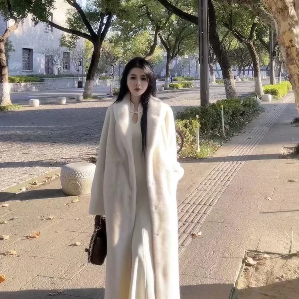 24001厚款女冬季气质宽松型保暖长款网红韩版外套秋冬中长款加厚