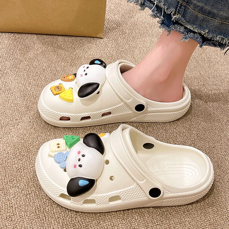 洞洞鞋女夏季韩版百搭ins潮外穿卡通可爱狗狗包头防滑增高凉拖鞋