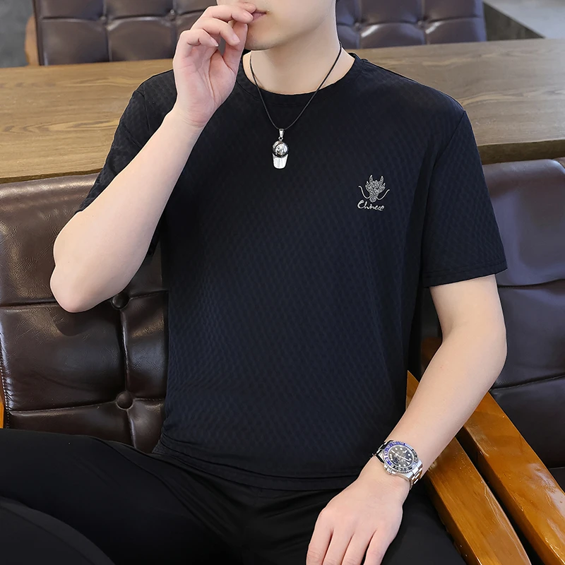 短袖男t恤夏季薄款冰丝凉爽百搭休闲半袖透气速干潮流男装体恤男T