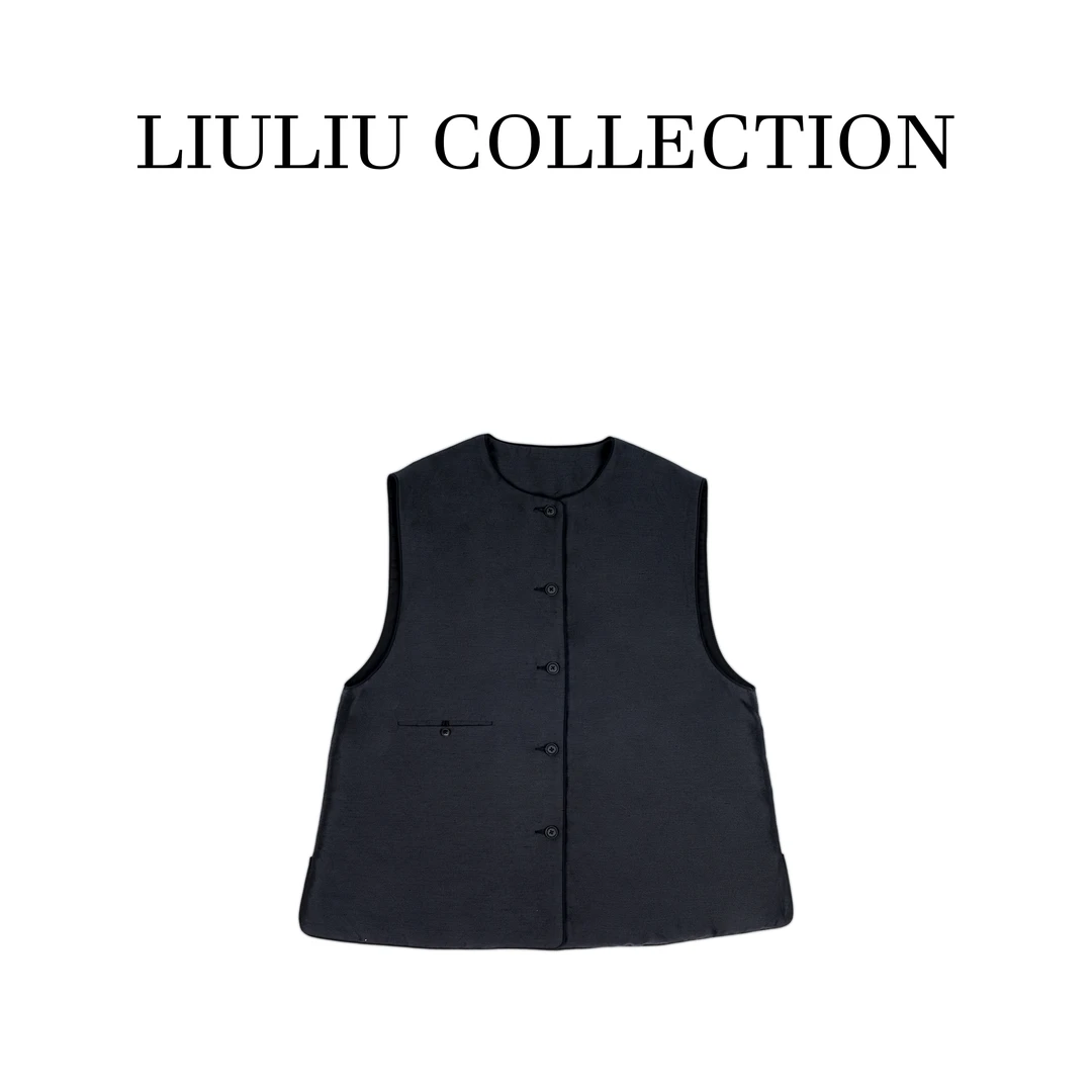 轻奢极简羊毛混纺气质圆领百搭马甲背心女K9