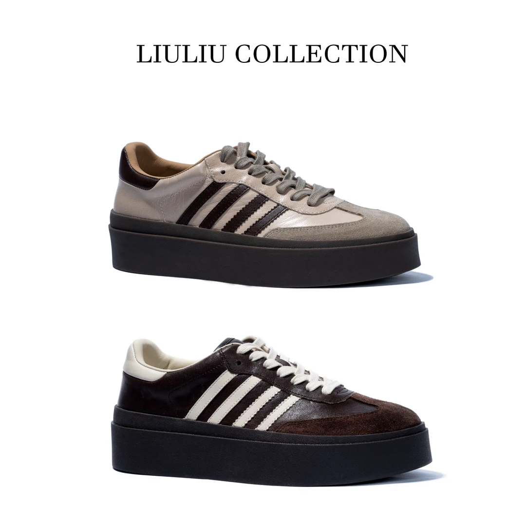 秋季新款 百搭平底德训鞋真皮拼色时尚休闲四杠鞋 U191