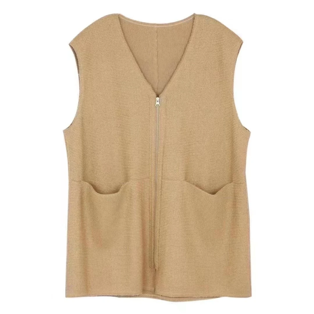 安静的奢华 V领拉链开襟马甲 意大利进口面料 不可水洗M29