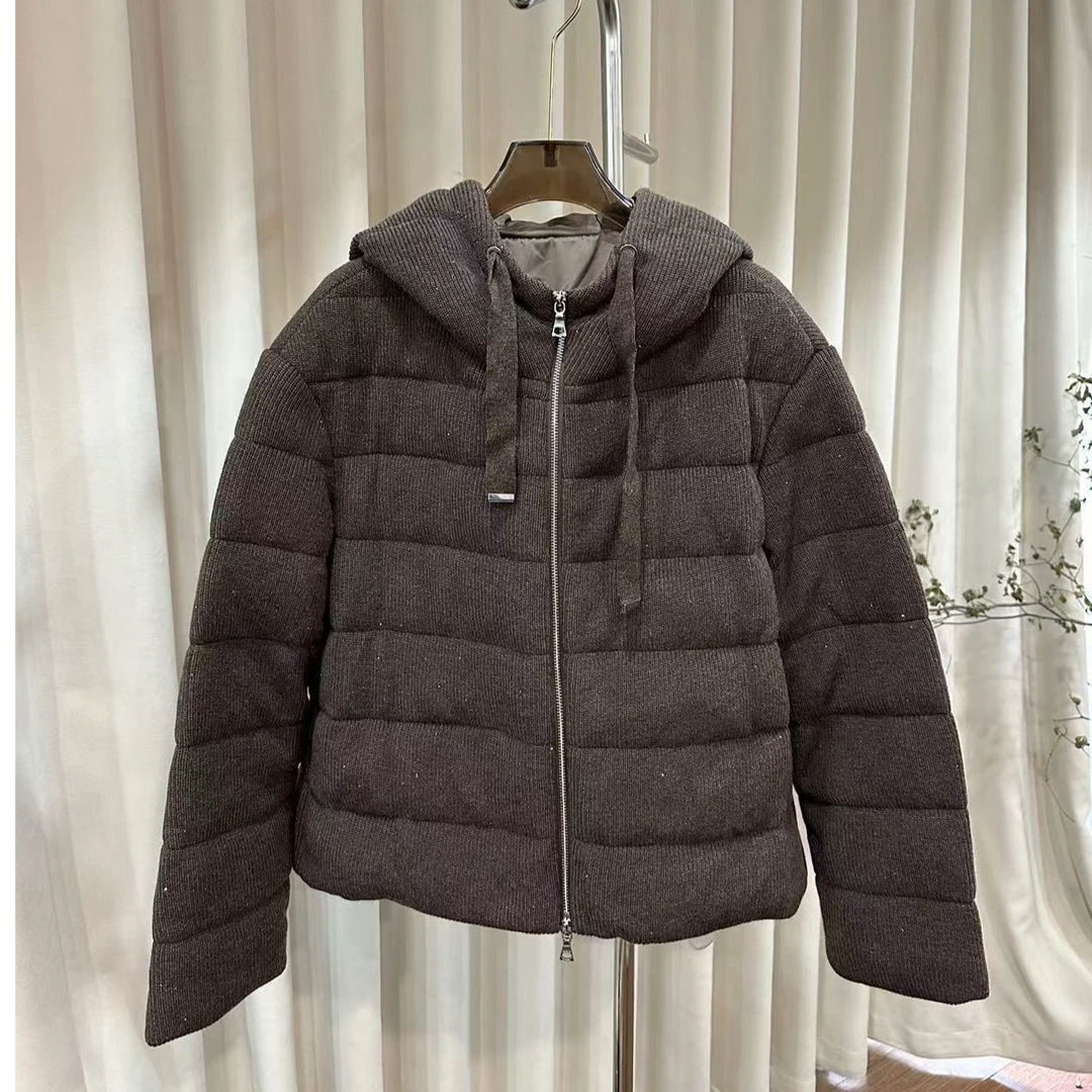 加厚保暖90白鹅绒羊毛户外羽绒服轻奢气质外套连帽面包服L83