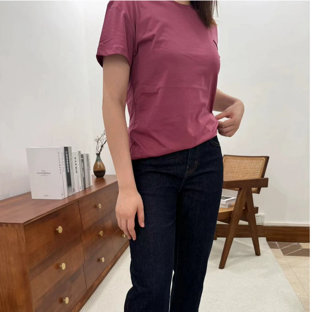轻薄棉亲肤舒适刺绣标短袖T恤女K86