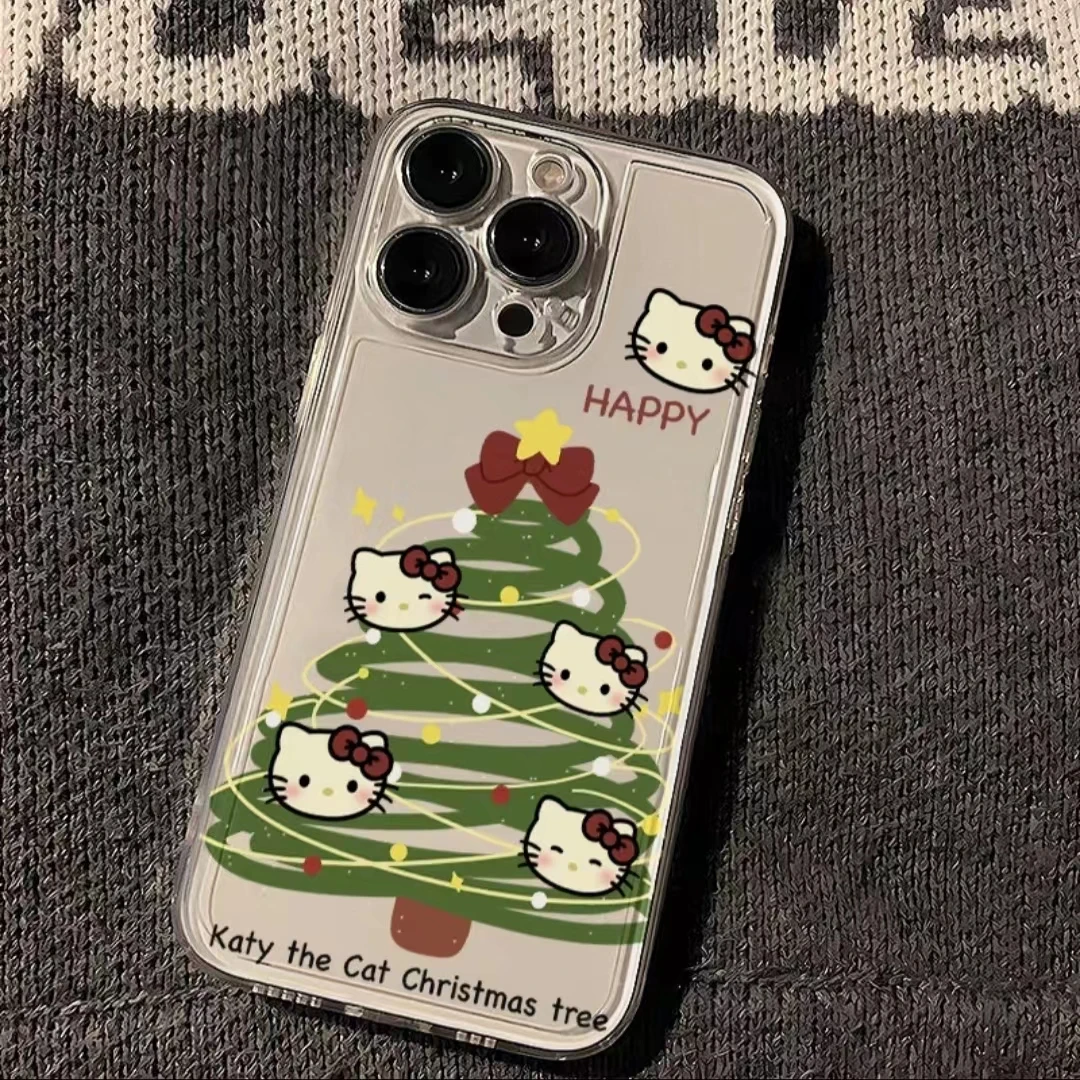 创意圣诞树KT猫适用苹果15手机壳iPhone13华为VIVO小米OPPO全包软