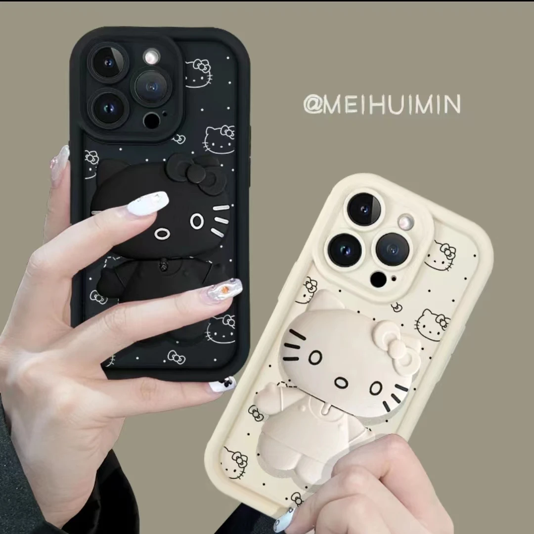 可爱凯蒂情侣镜子适用苹果手机壳华为OPPO小米iPhone14vivo保护壳