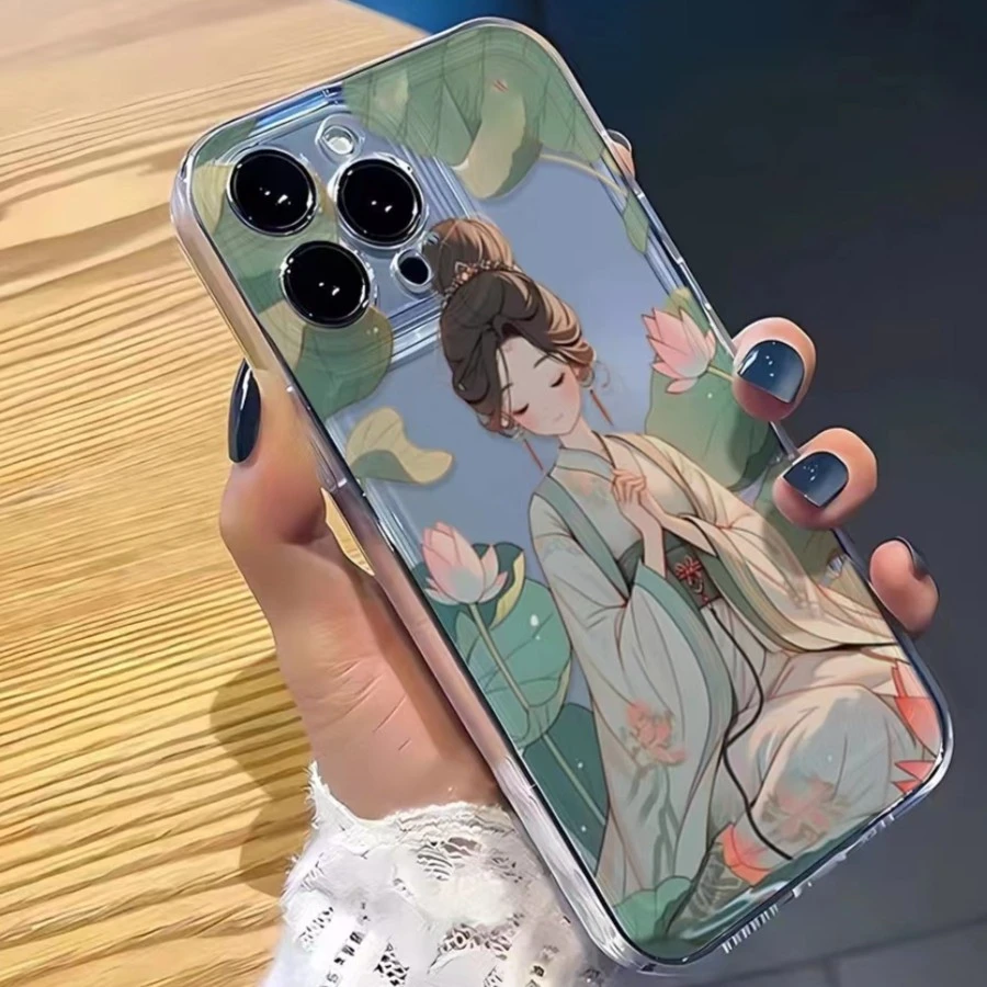 中国ins古风少女适用苹果15pro华为oppo小米vivo手机壳14全包软壳