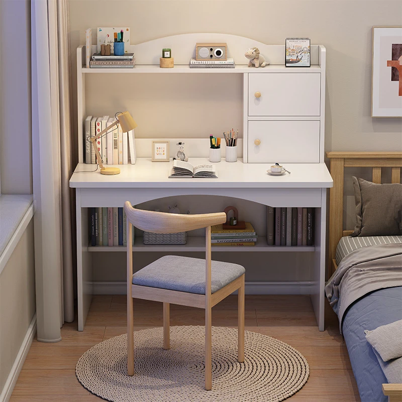 书桌书架一体桌简约现代家用台式电脑桌简易卧室学生学习桌写字桌
