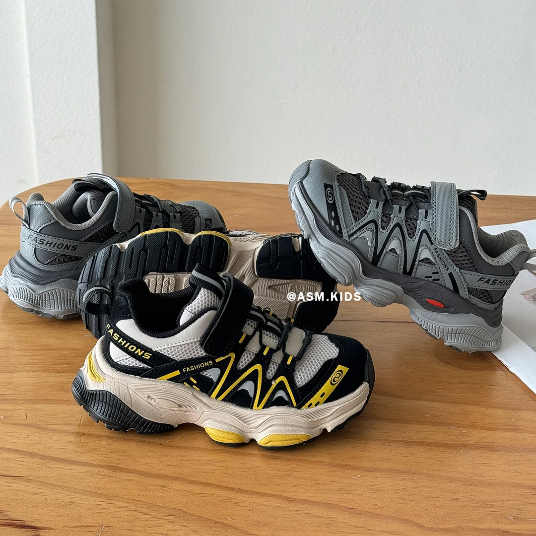 2024秋季新款儿童运动鞋男童魔术贴轻便跑步鞋女童时尚老爹鞋