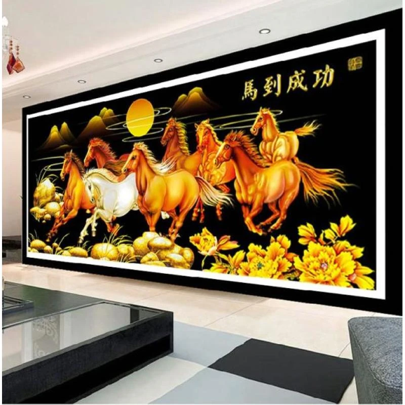 2024新款新版金色马到成功十字绣