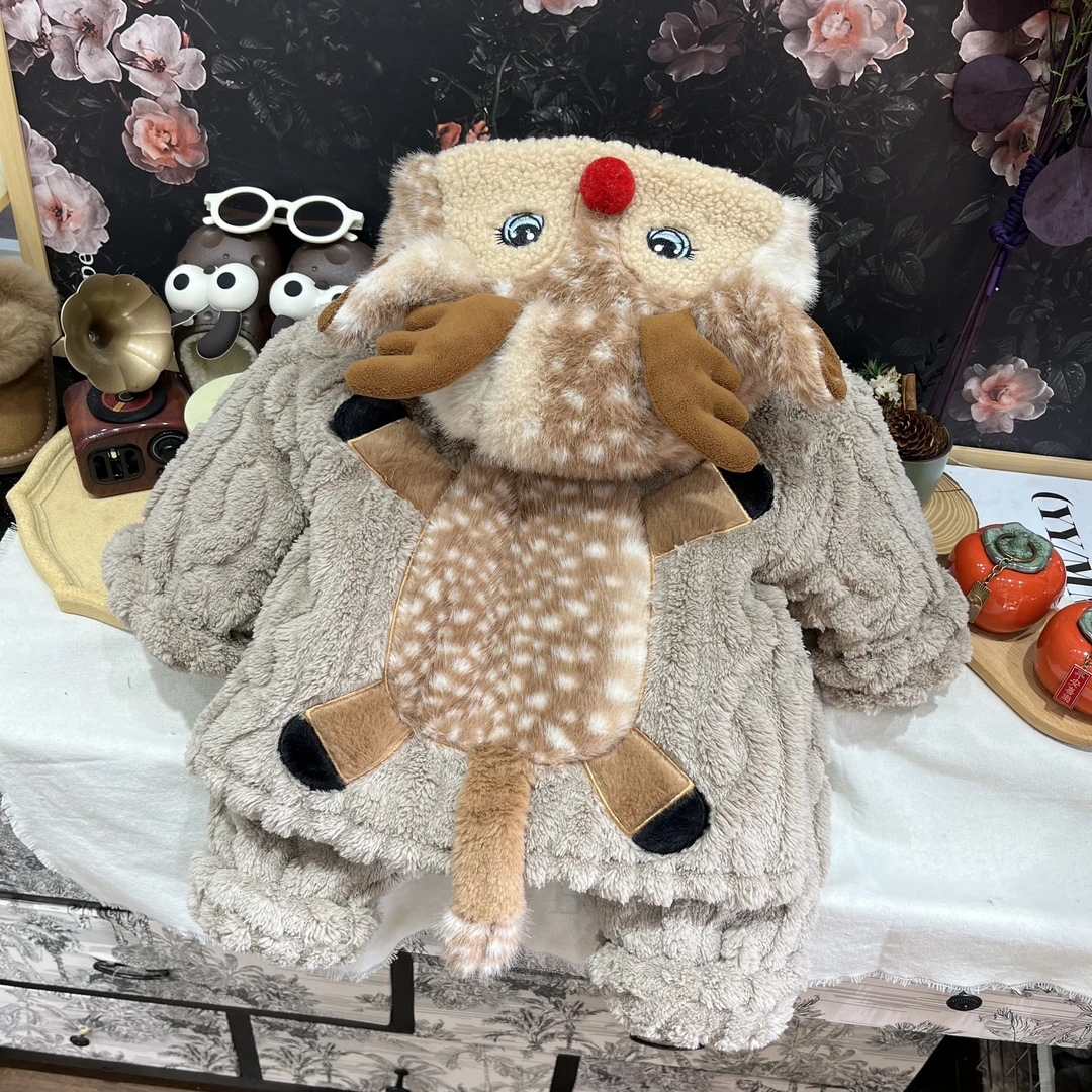 【&&荣】（麋鹿）儿童2024新款家居服冬季中大童加厚保暖外套24S022