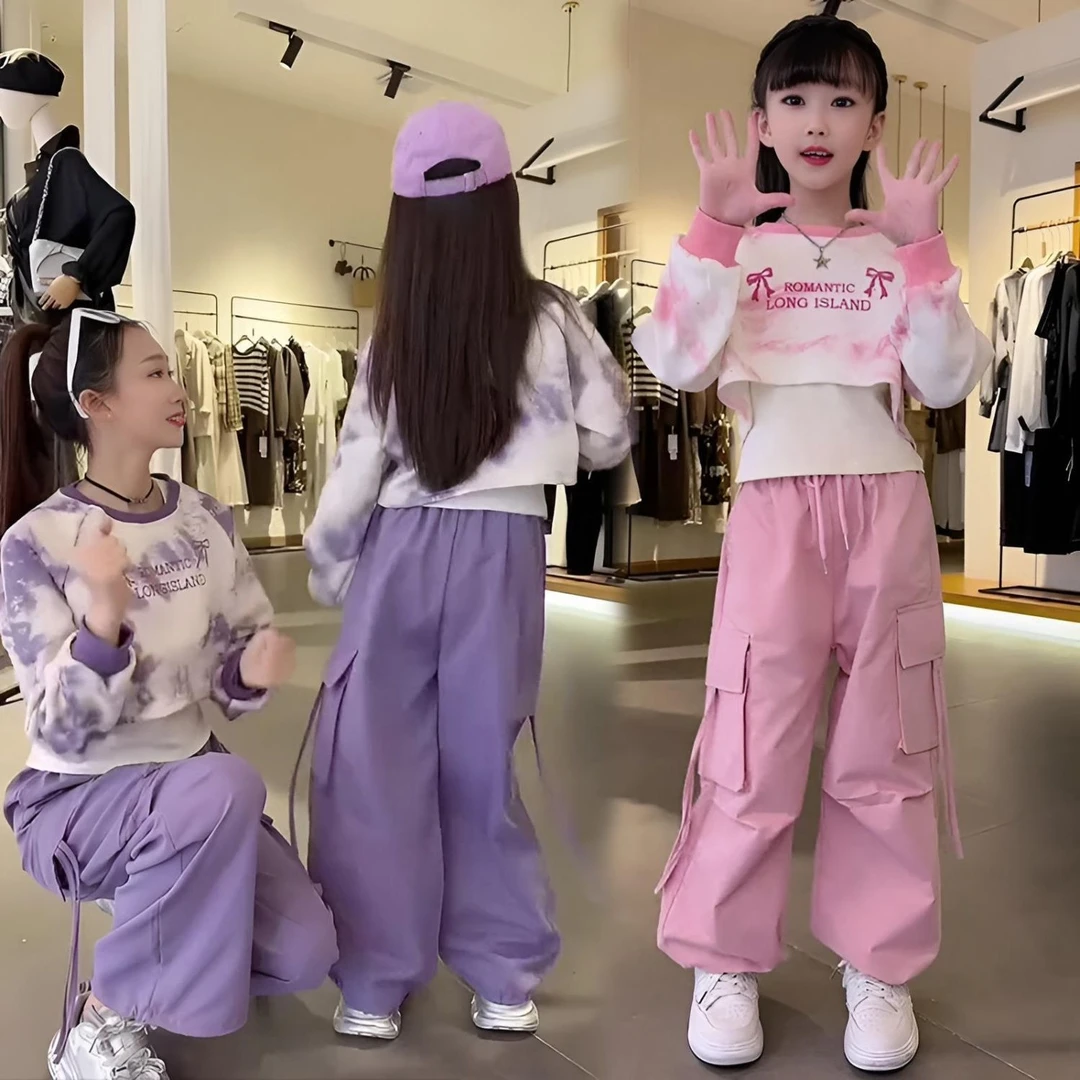 女童卫衣工装裤百搭三件套秋装套装春秋2024新儿童洋气时髦中大童