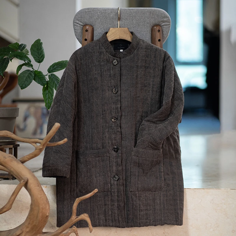 youyuansu/幽元素原创女装复古中长款立领棉衣冬季