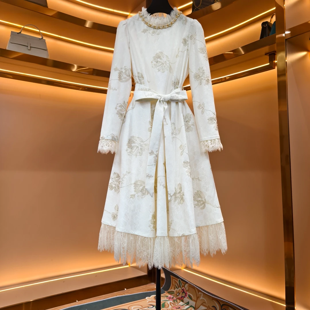 【花影蕾丝梦】轻奢设计师款优雅气质修身时尚连衣裙-85981燕