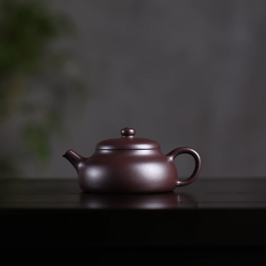 爆堂系列【悦景】原矿黑紫泥 150cc 手工制作内推孔 宜兴紫砂壶