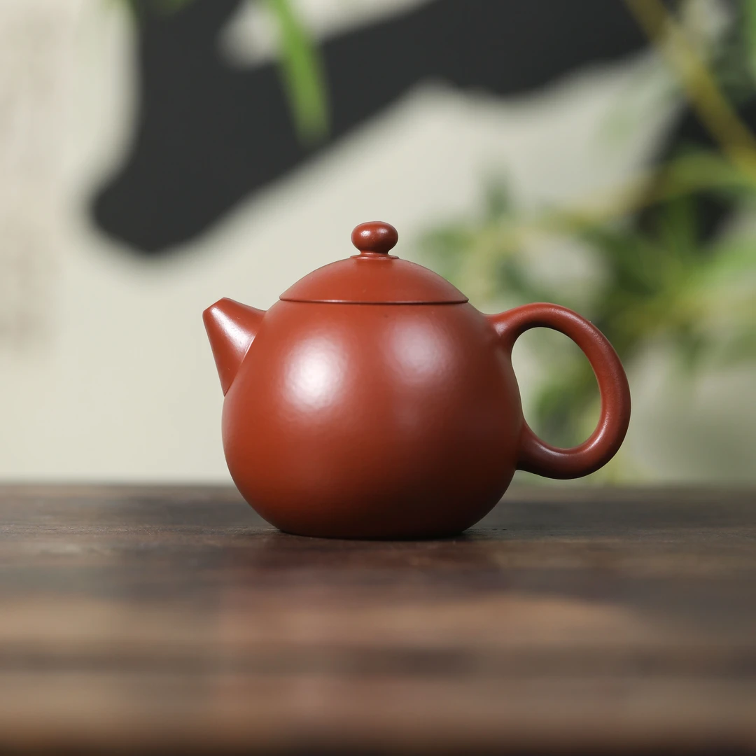 【龙蛋】 原矿朱泥大红袍 200cc 手工制作 内推孔 宜兴紫砂壶