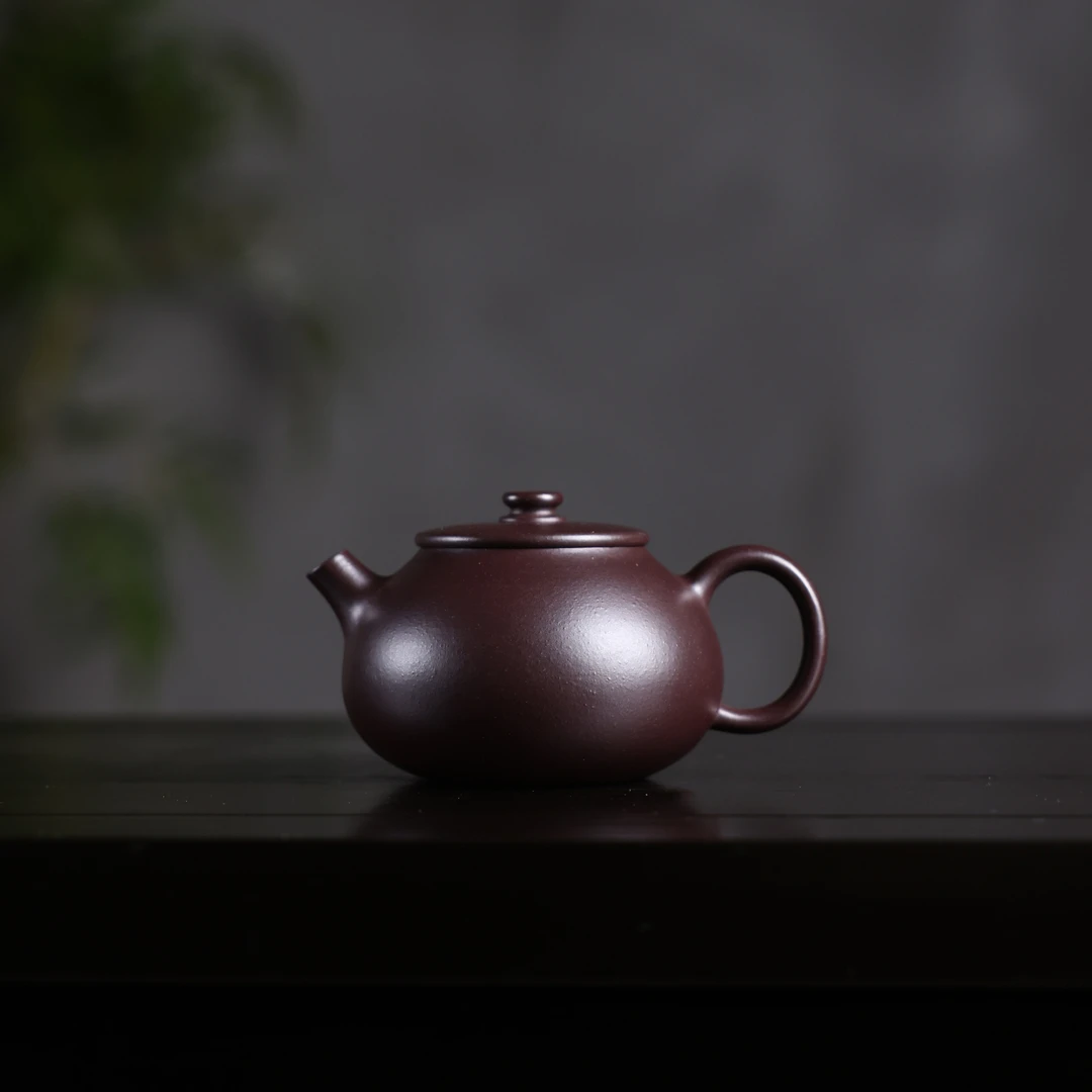爆堂系列【妙悟】原矿黑紫泥 170cc 手工制作内推孔 宜兴紫砂壶