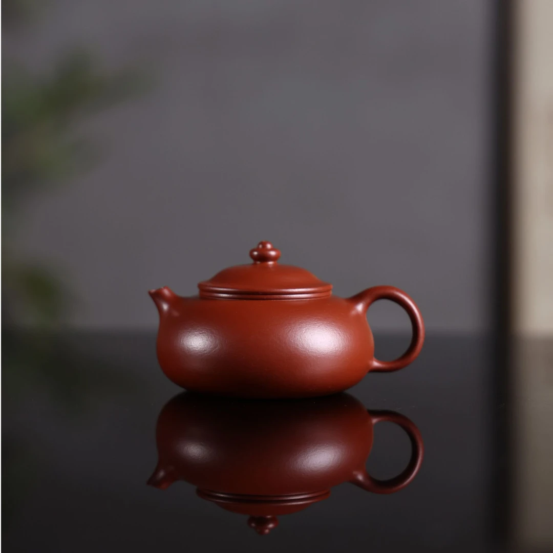 【寒江】 原矿朱泥大红袍  150cc 手工制作 内推孔 宜兴紫砂壶