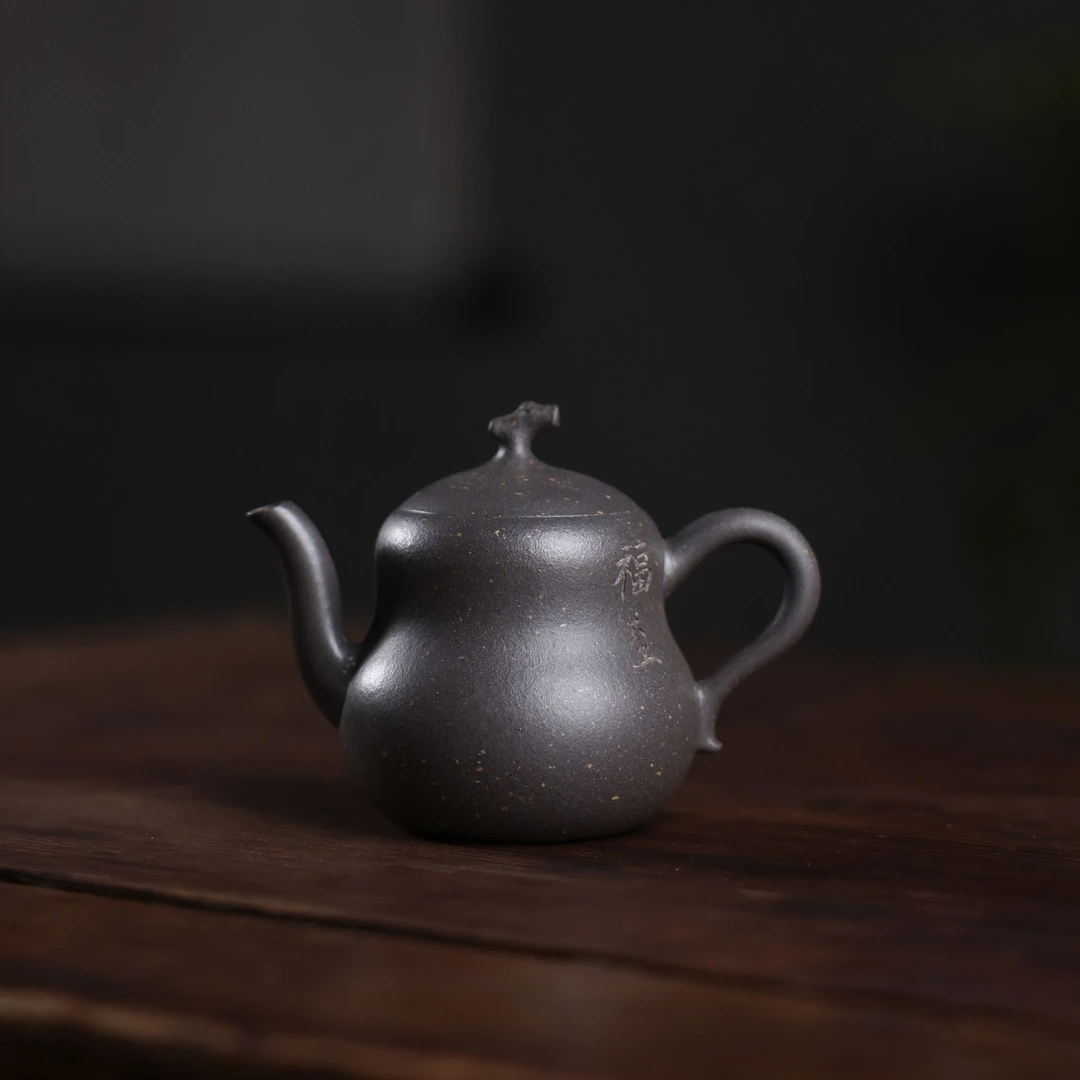 【福至】原矿粗砂天青泥 130cc 手工制作 内推孔 宜兴紫砂壶