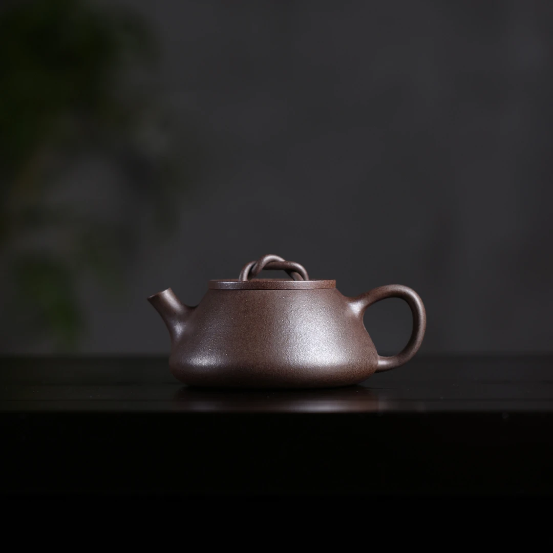 鹤堂【莳瓢】 原矿古天青料 柴烧 135cc 手工制作 宜兴紫砂壶