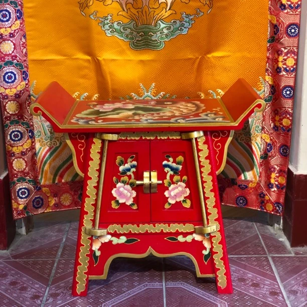 手绘藏式彩绘换鞋凳柜名族风复古仿古家具57/36/50