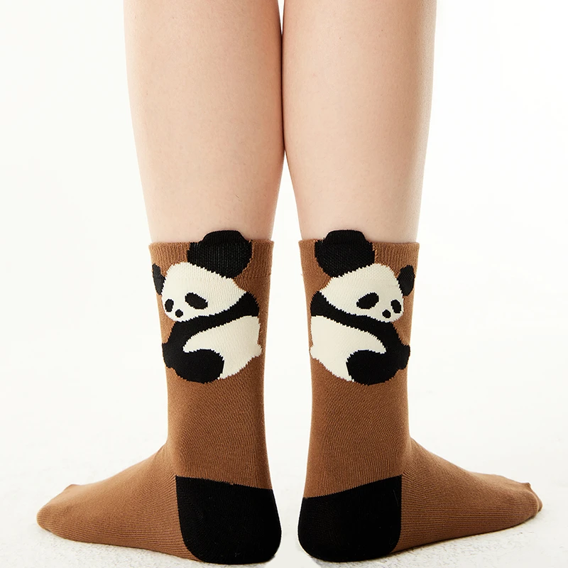 上森派系熊猫可爱凸凸袜子礼物情侣中筒袜可爱兔子堆堆袜居家