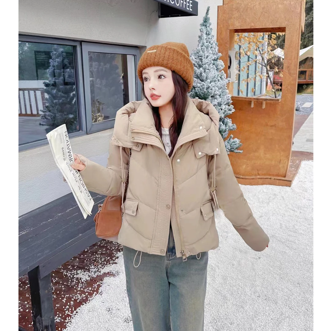 棉衣女2023年冬季新款通勤百搭连帽保暖加厚小个子减龄棉服外套