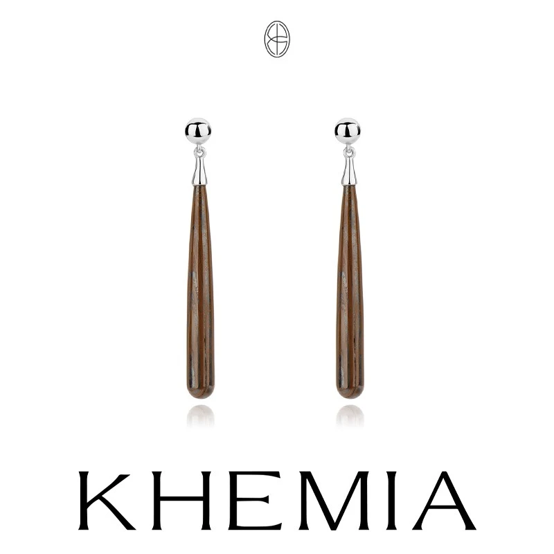 非金属耳饰 KHEMI木纹石Teardrop耳环 轻奢显瘦长款泪滴耳环耳坠