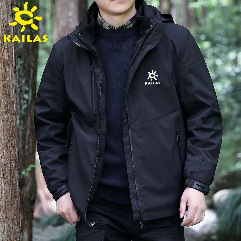 凯乐石户外冲锋衣三合一可拆卸外套男夹克加绒加厚登山服保暖运动