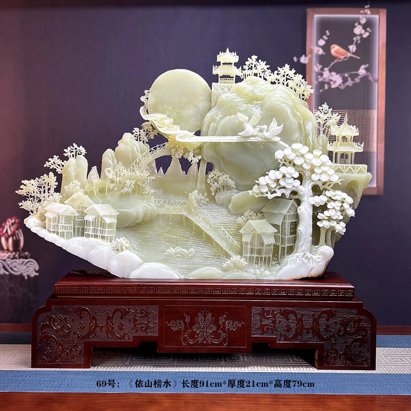 精选高档工艺品山水花草玄关摆件新中式办公室家居客厅摆设装饰品