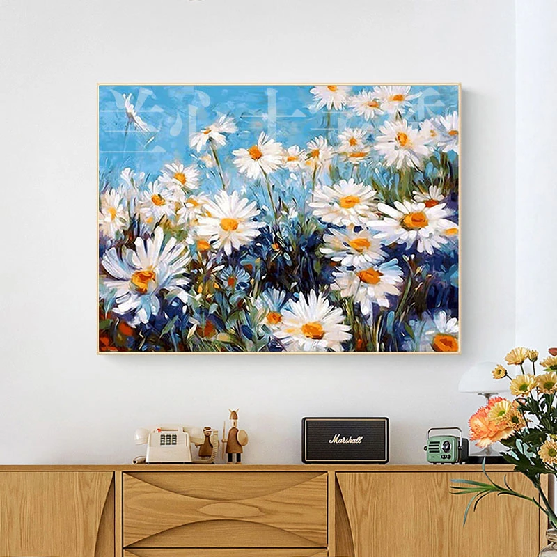 甜心Kes油画小雏菊2023新款十字绣线绣植物花卉简约客厅卧室手工