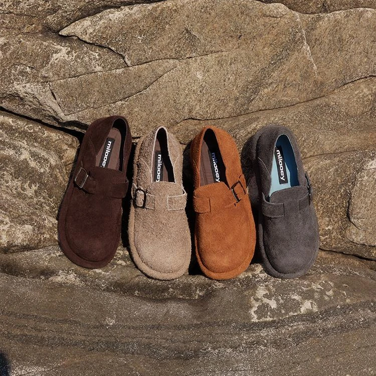 迷失麋鹿【厚底小熊松果勃肯】头层长翻毛