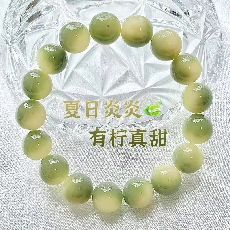 菩提根手串小青柠手串圆珠天然菩提子绕指柔男女学生盘玩文玩手串