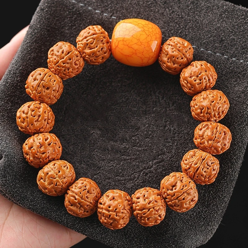 树王爆肉金刚菩提手串男士五瓣核桃原籽文玩佛珠盘玩金刚菩提珠串
