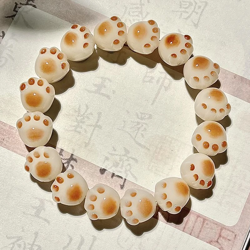 炭烧猫爪菩提手串天然菩提子盘玩绕指柔文玩手串猫爪雕刻菩提串