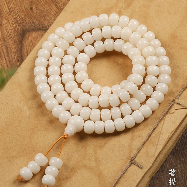 白玉菩提根108颗手串菩提子女盘珠文玩念珠佛珠手持男款盘玩手串