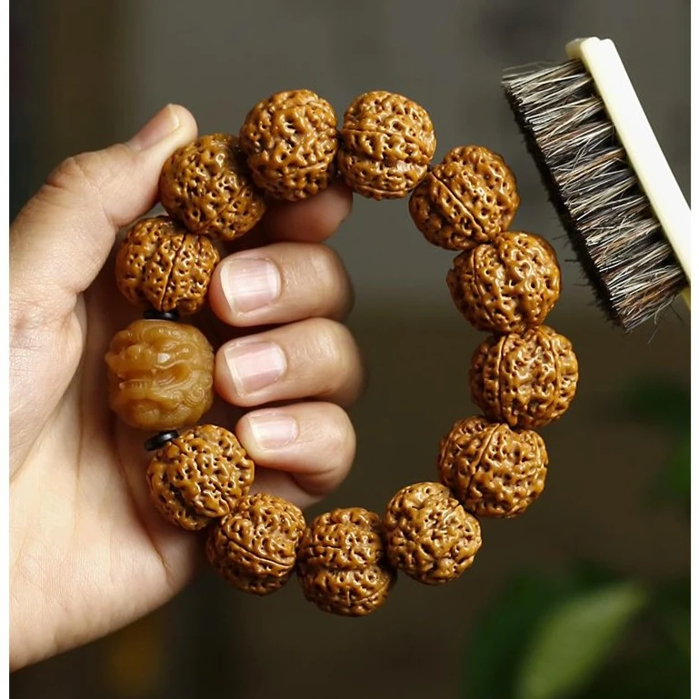 五瓣金刚菩提子手串男士尼泊尔精品文玩配饰雕刻貔貅盘玩佛珠单圈