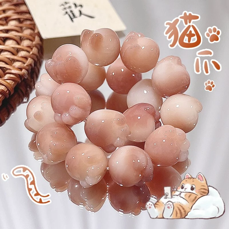 微醺猫爪菩提根盘玩手串学生绕指柔白玉菩提子女文玩佛珠盘珠手串