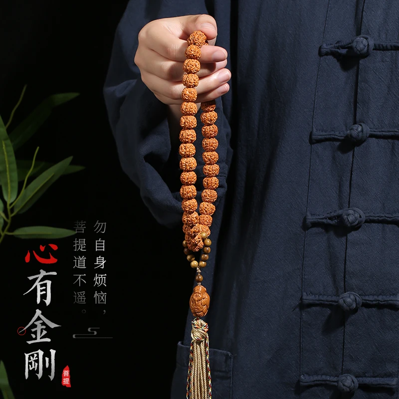 金刚菩提子手串盘串文玩跑环财神吊坠天然金刚手持男女士佛珠手串